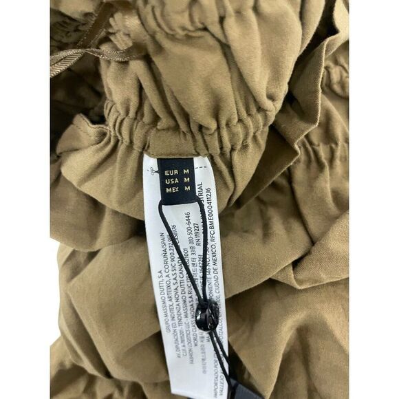 Massimo Dutti Womens Midi Skirt Medium Brown Pull On Elastic Gathered Waist NWOT - Picture 5 of 10